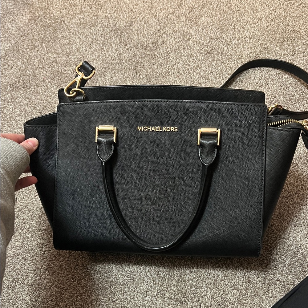 Michael Kors Black Satchel with Gold Accents